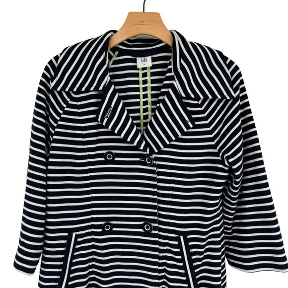 Cabi Women's Striped Double-Breasted Knit Jacket Maritime trench size medium - Picture 10 of 14